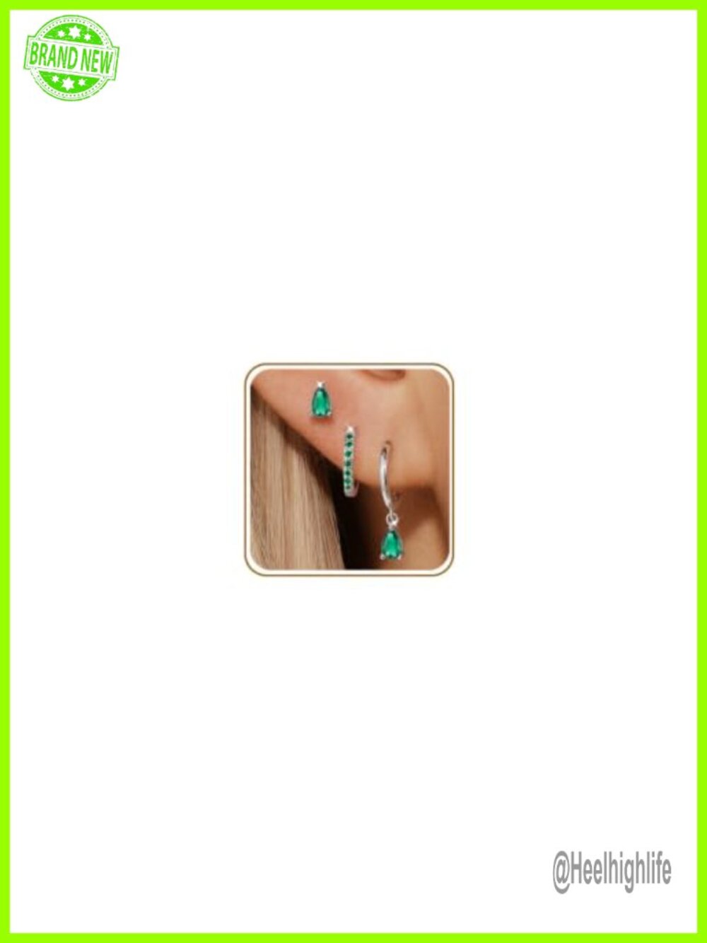925 Sterling Silver Earrings Set 3 Pairs Hypoallergenic CZ Huggie Hoop Studs